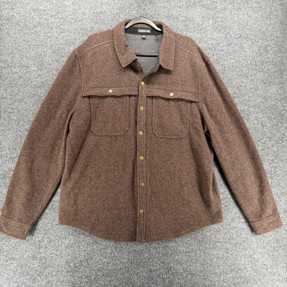 Toad & Co Wool Blend Utility Shirt‎ Jacket Brown Snap On Mens XXL Outdoor Hiking